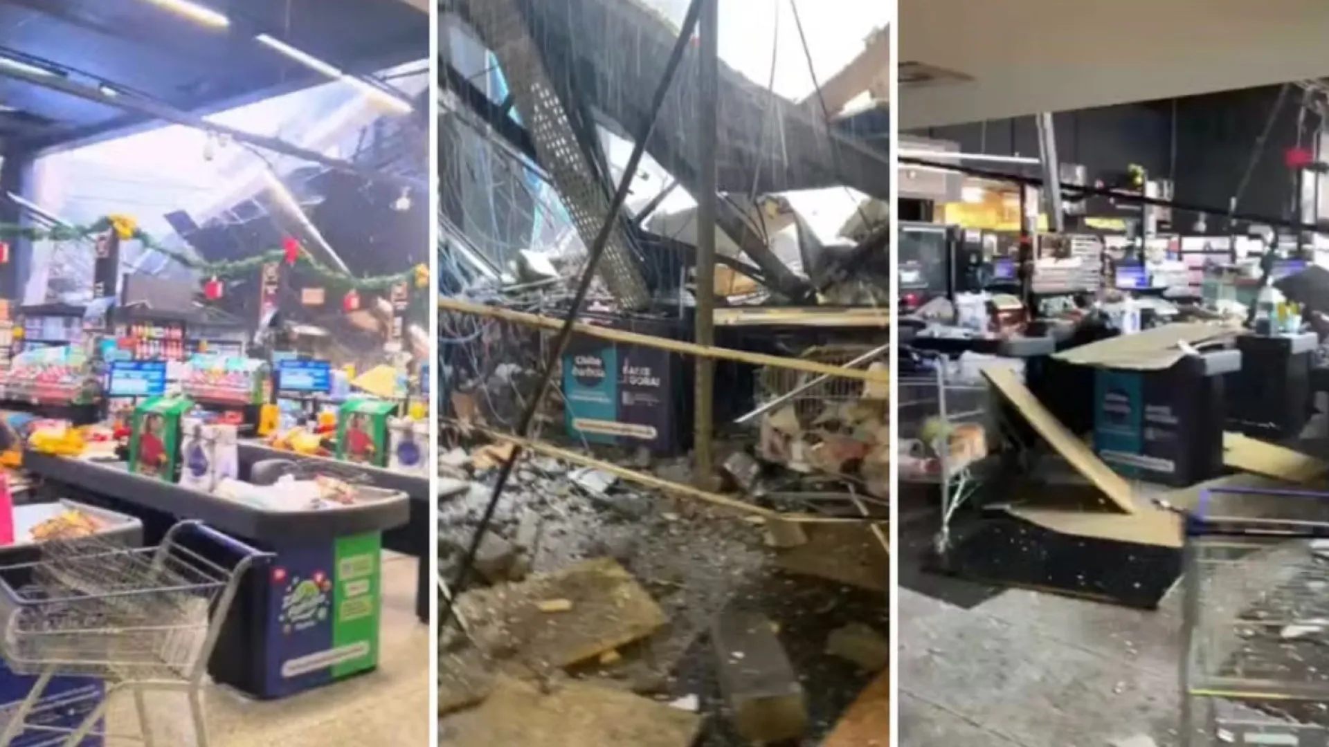 Teto de supermercado desaba com chuva de granizo em Barueri, na Grande SP - img
