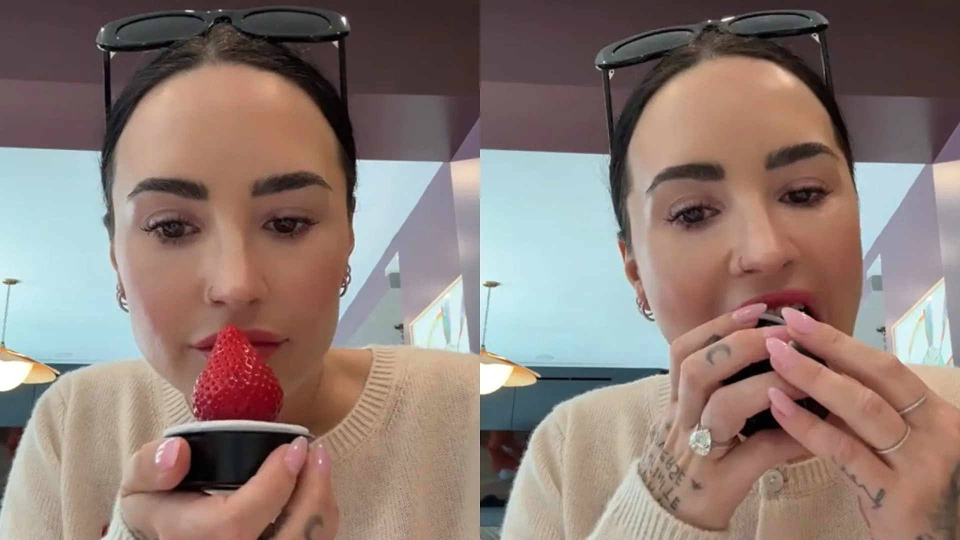 Demi Lovato é criticada após gastar 19 dólares em morango viral - img