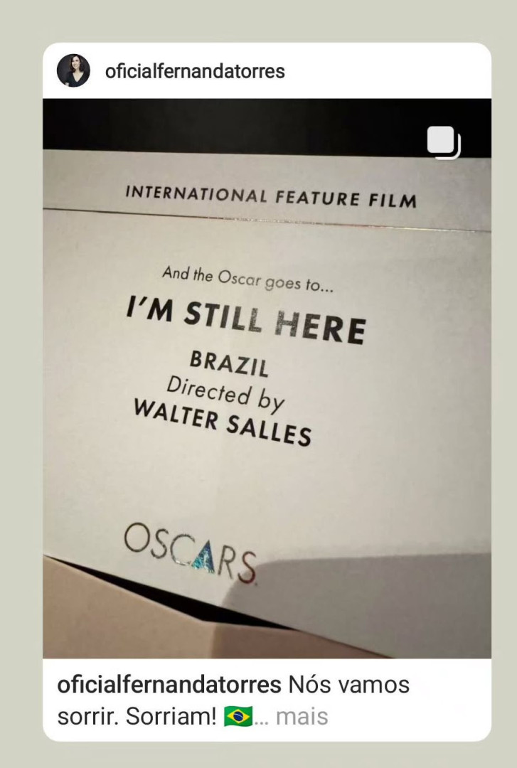 'Nós vamos sorrir. Sorriam!', diz Fernanda Torres após vitória de 'Ainda Estou Aqui' no Oscar - img