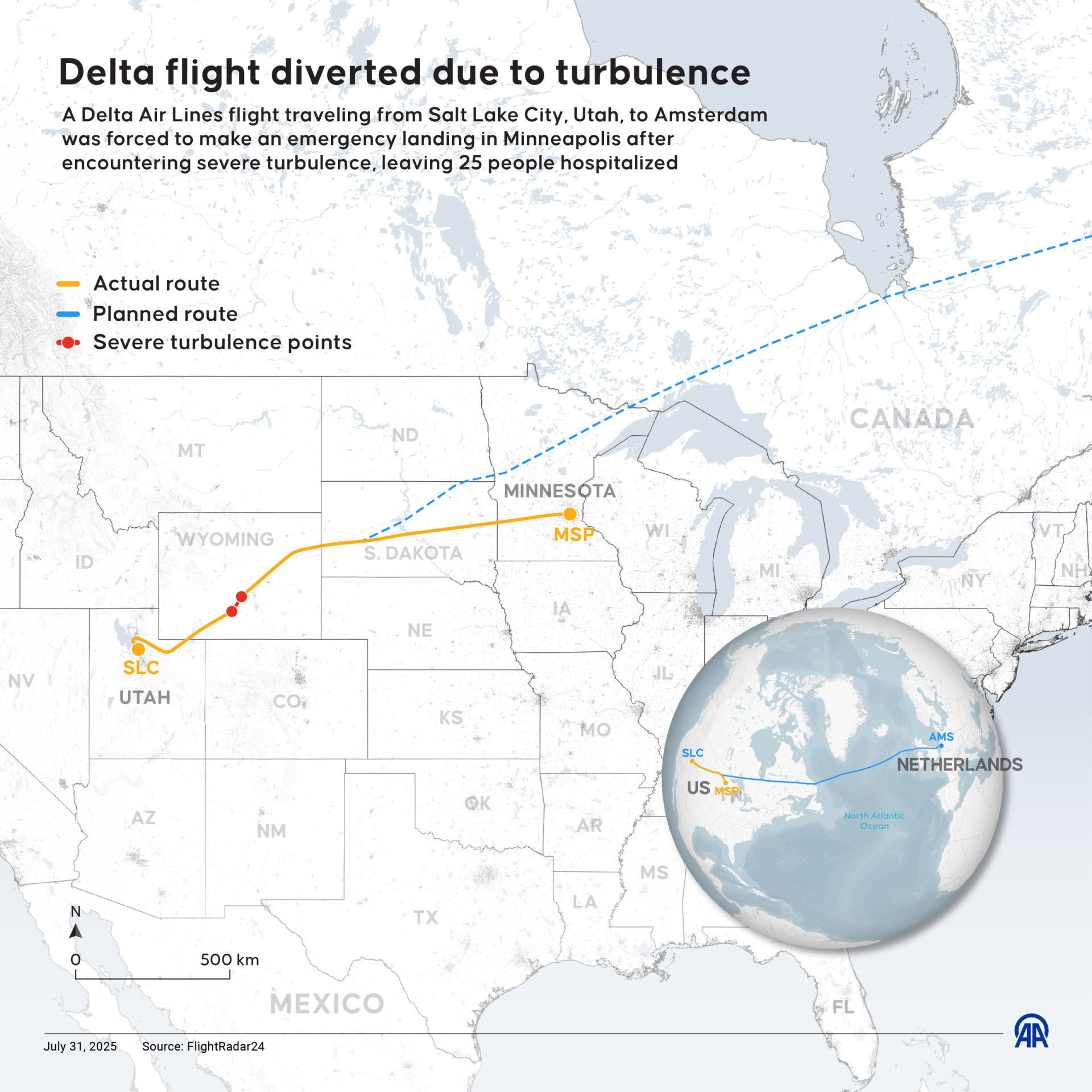 Voo da Delta enfrenta turbulência nos EUA e deixa 25 feridos - img