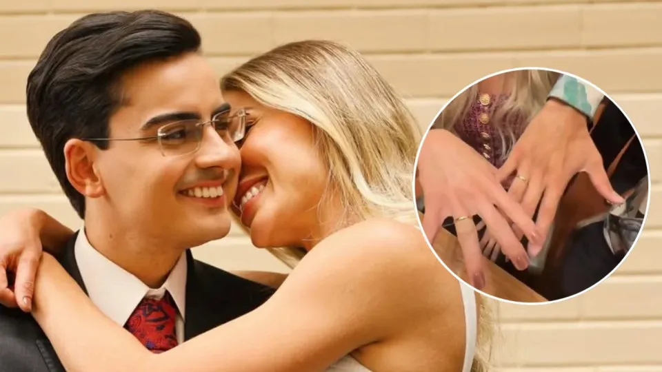 Dudu Camargo dá aliança de namoro a Saory Cardoso ao vivo - img