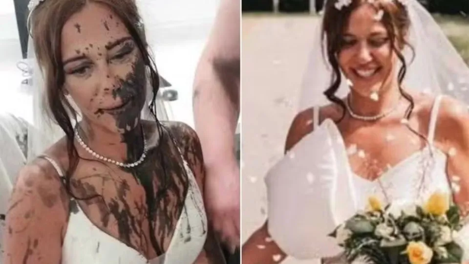 Cunhada aparece em casamento e joga tinta preta no vestido da noiva - img